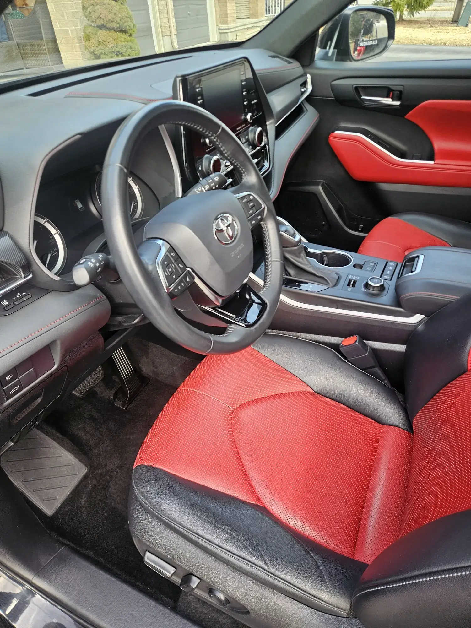 Interior detail, red leather seats